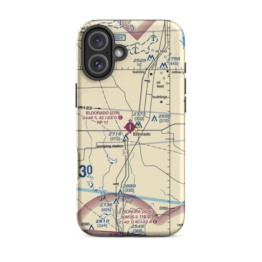 Eldorado Airport (27R) VFR Sectional  Tough iPhone Case iPhone 16 Plus model shown