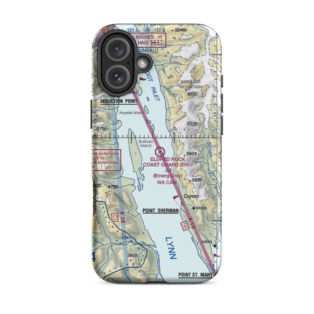 Eldred Rock Cg Heliport (ERO) VFR Sectional  Tough iPhone Case iPhone 16 Plus model shown