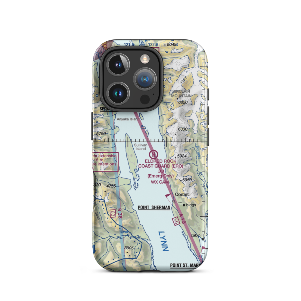 Eldred Rock Cg Heliport (ERO) VFR Sectional  Tough iPhone Case iPhone 16 Pro model shown