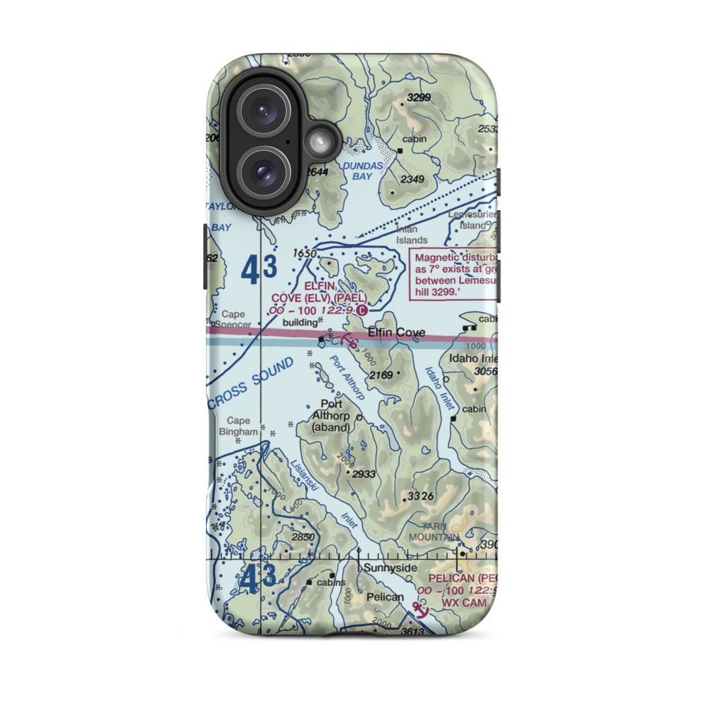 Elfin Cove Seaplane Base (ELV) VFR Sectional  Tough iPhone Case iPhone 16 Plus model shown