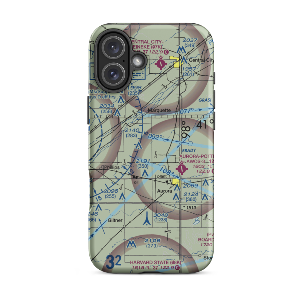 Elge Field (50NE) VFR Sectional  Tough iPhone Case iPhone 16 Plus model shown