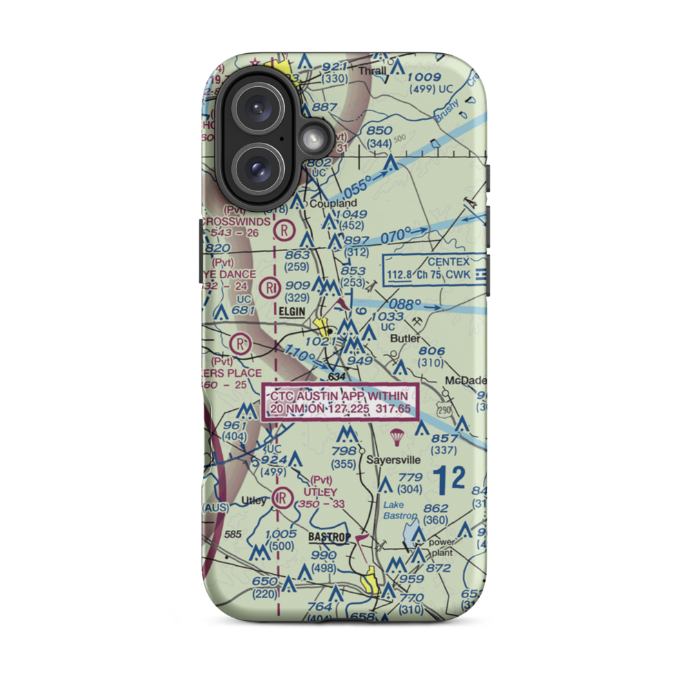 Elgin Intracontinental Airport (56TS) VFR Sectional  Tough iPhone Case iPhone 16 Plus model shown