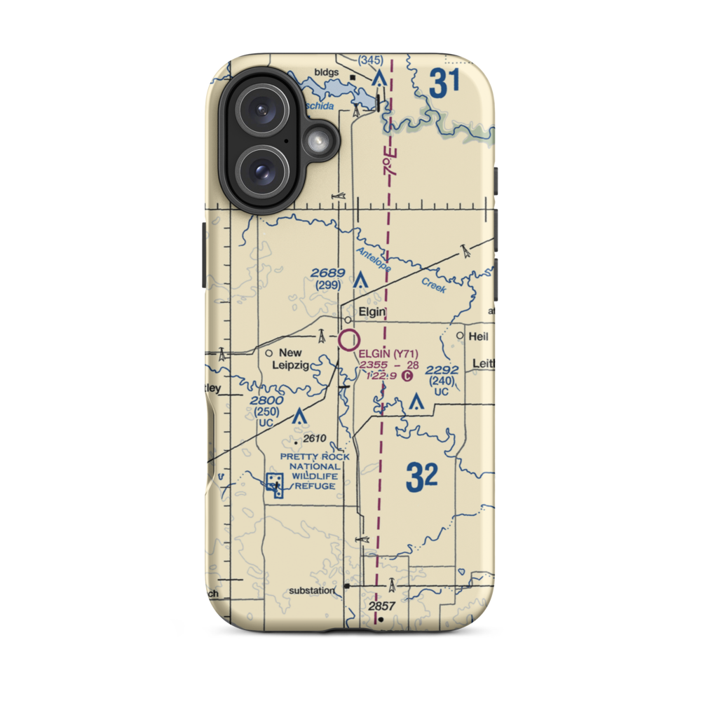 Elgin Municipal Airport (Y71) VFR Sectional  Tough iPhone Case iPhone 16 Plus model shown