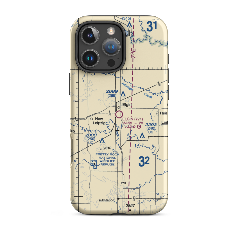 Elgin Municipal Airport (Y71) VFR Sectional  Tough iPhone Case iPhone 16 Pro Max model shown