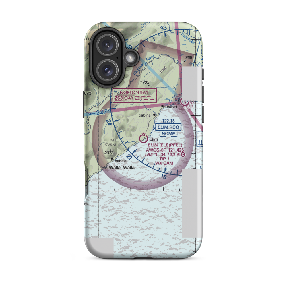 Elim Airport (ELI) VFR Sectional  Tough iPhone Case iPhone 16 Plus model shown