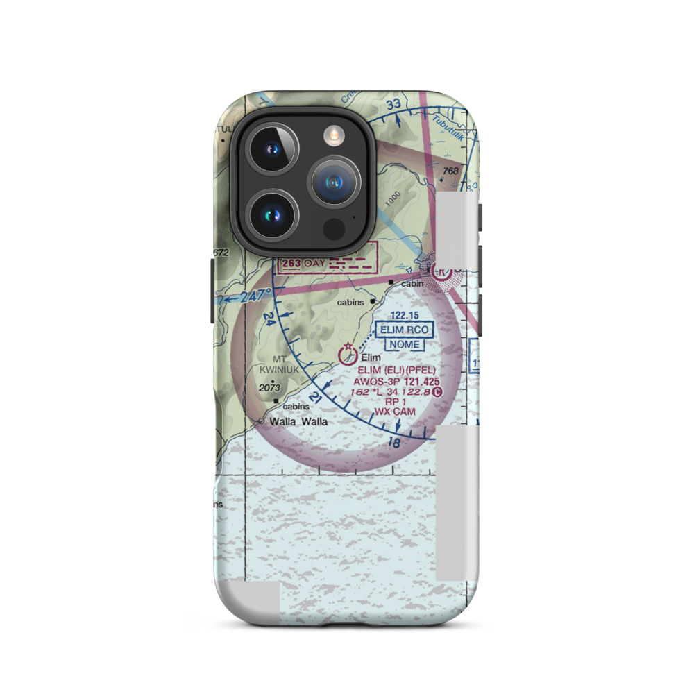 Elim Airport (ELI) VFR Sectional  Tough iPhone Case iPhone 16 Pro model shown