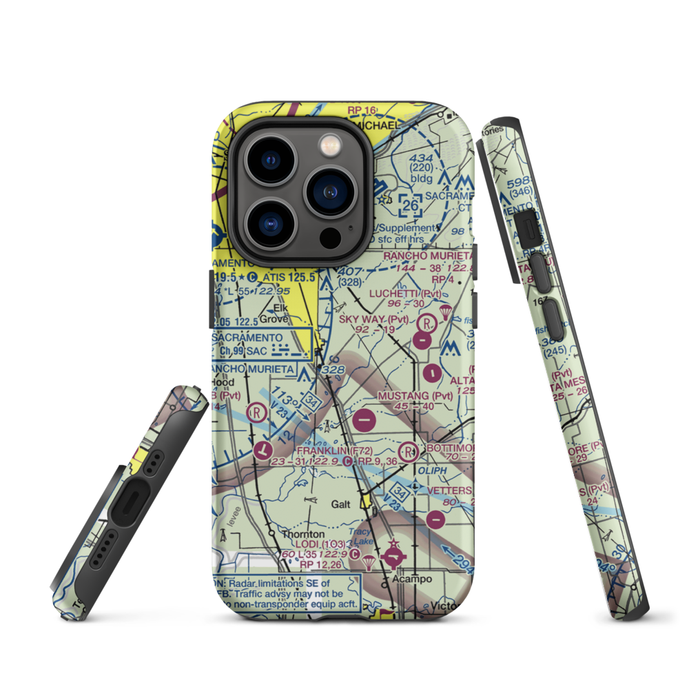 Elk Grove Airport (E27) VFR Sectional  Tough iPhone Case iPhone 14 Pro model shown