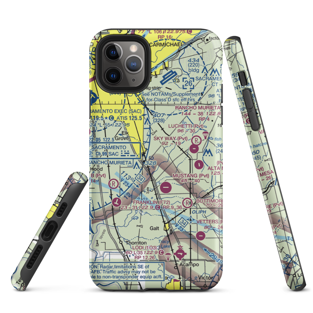 Elk Grove Airport (E27) VFR Sectional  Tough iPhone Case iPhone 11 Pro Max model shown