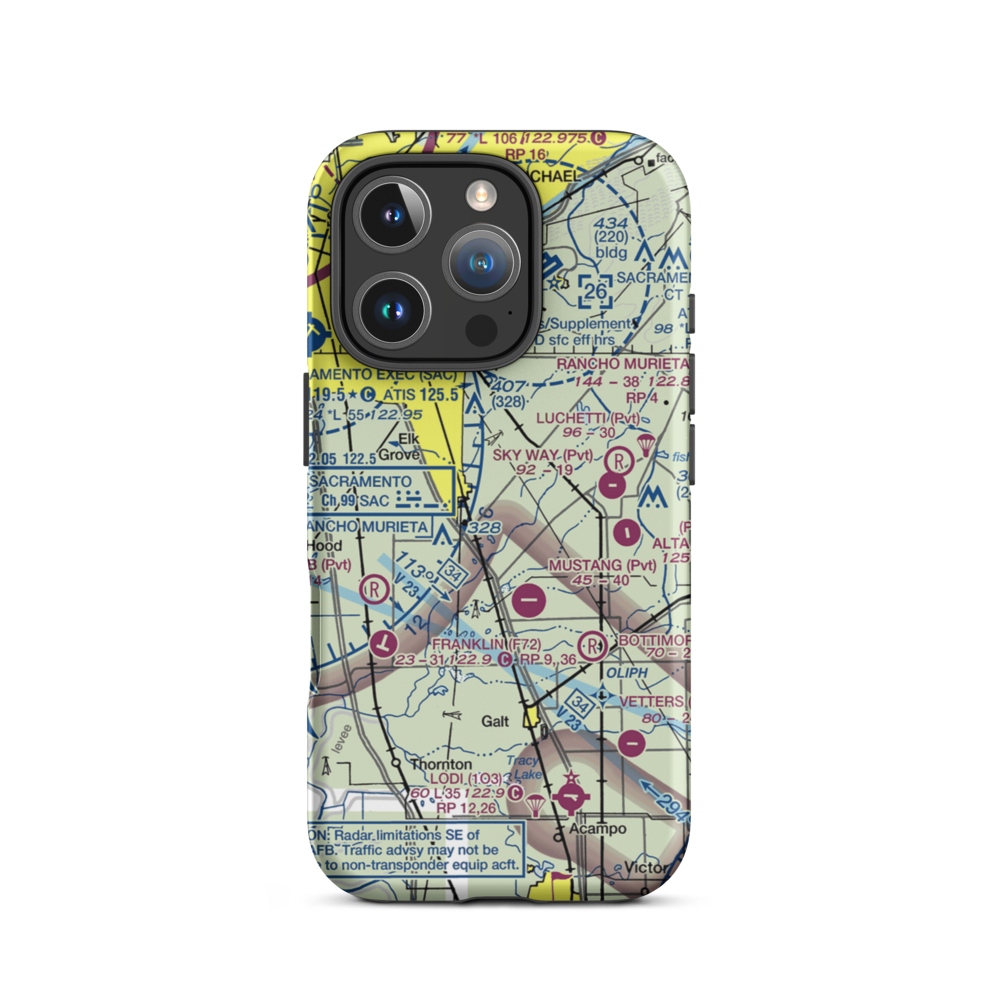 Elk Grove Airport (E27) VFR Sectional  Tough iPhone Case iPhone 16 Pro model shown