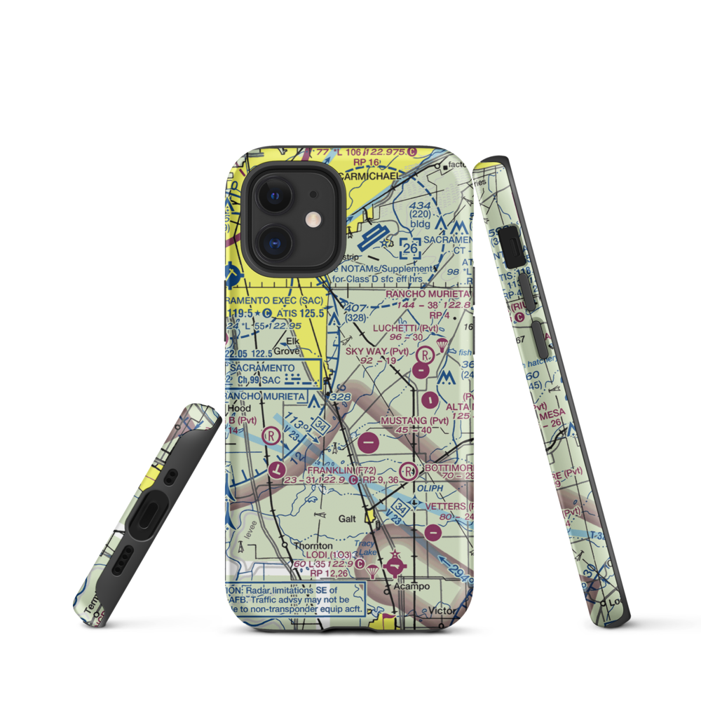 Elk Grove Airport (E27) VFR Sectional  Tough iPhone Case iPhone 12 mini model shown