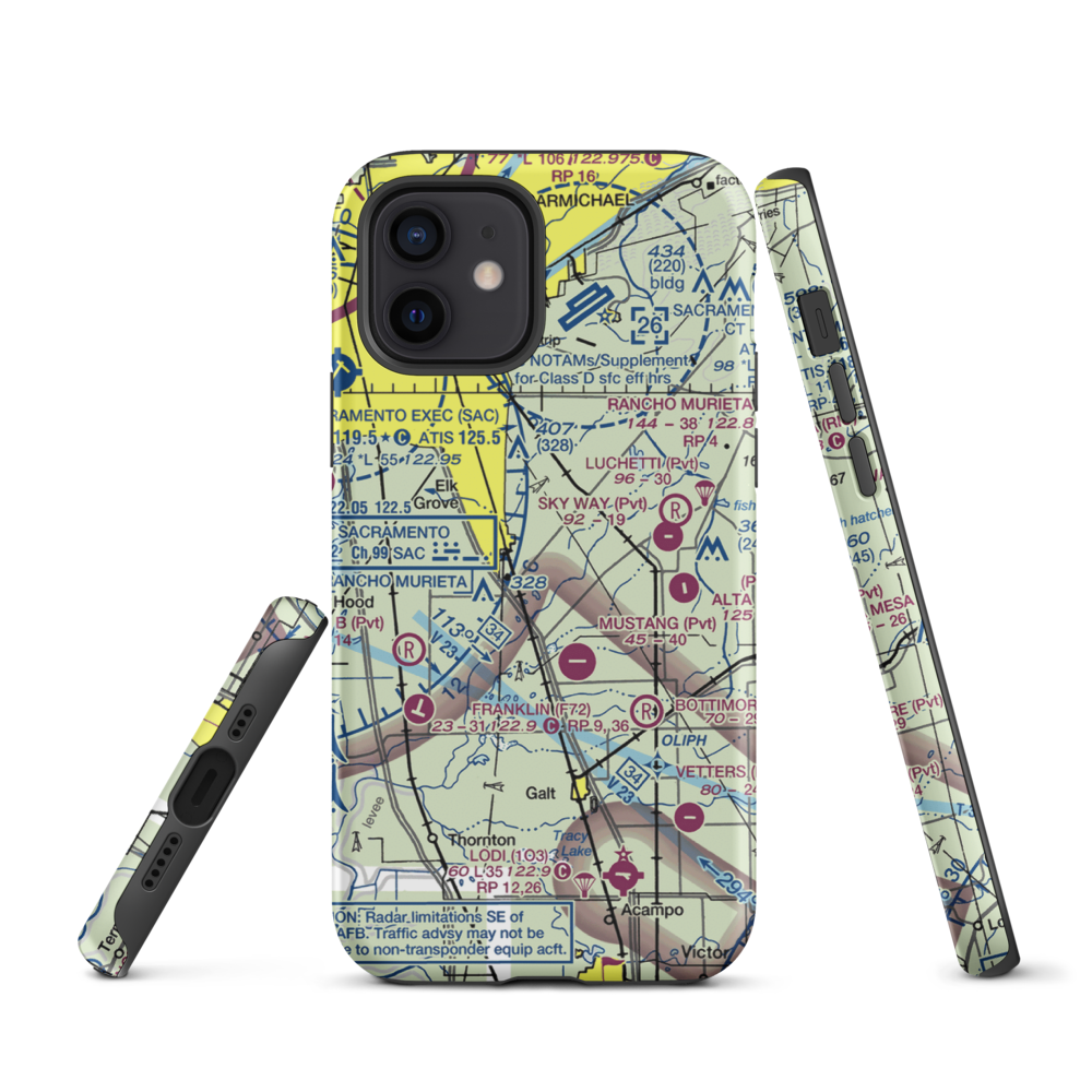 Elk Grove Airport (E27) VFR Sectional  Tough iPhone Case iPhone 12 model shown