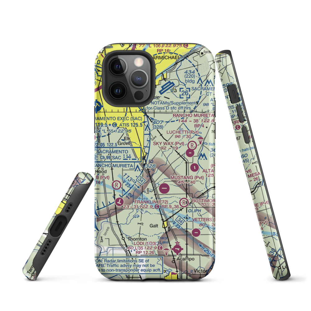 Elk Grove Airport (E27) VFR Sectional  Tough iPhone Case iPhone 12 Pro model shown