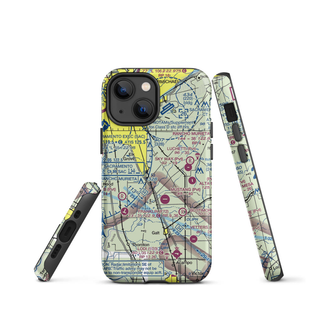 Elk Grove Airport (E27) VFR Sectional  Tough iPhone Case iPhone 13 mini model shown