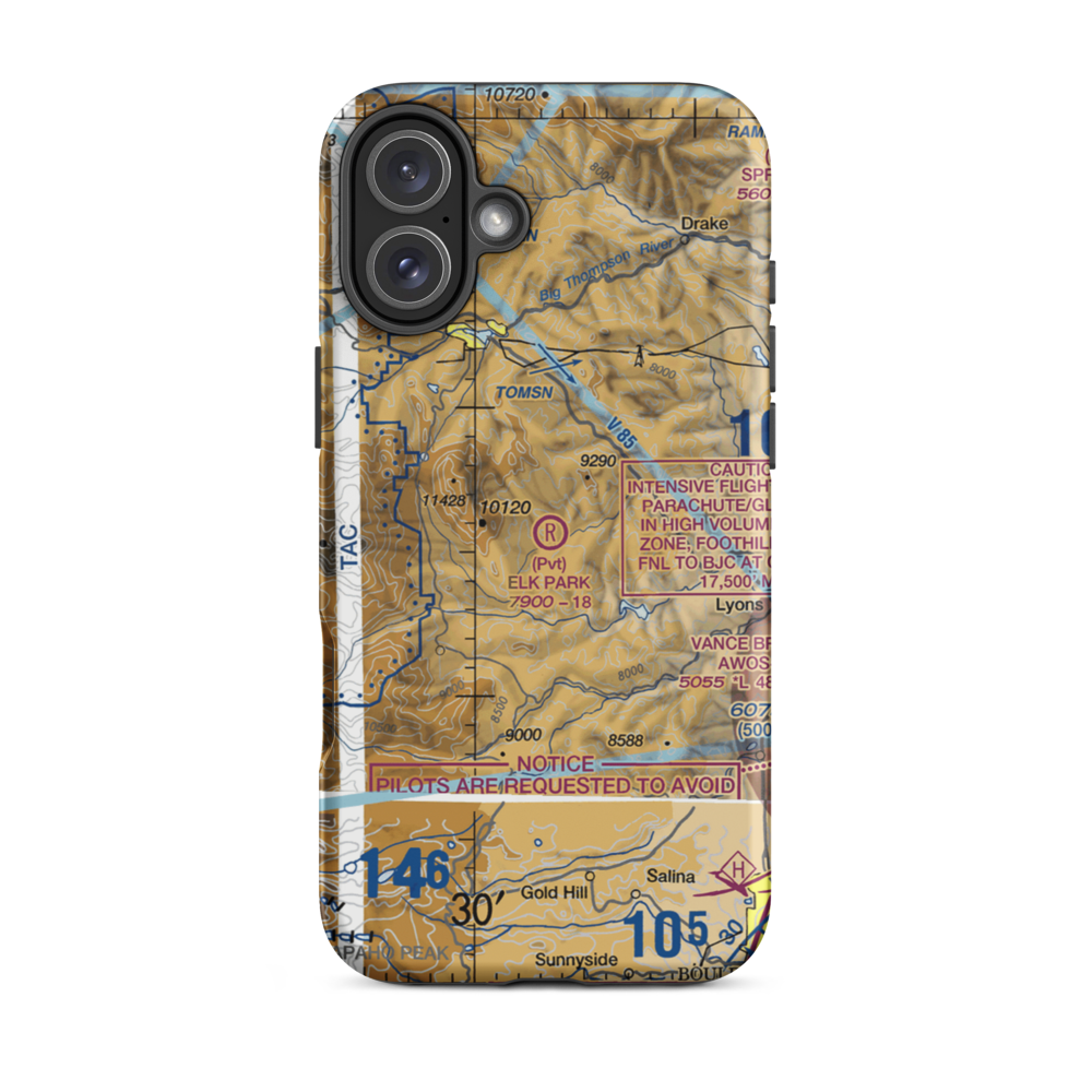 Elk Park Ranch Airport (34CD) VFR Sectional  Tough iPhone Case iPhone 16 Plus model shown