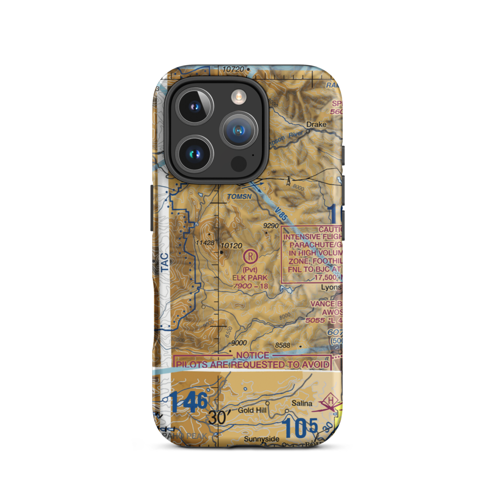 Elk Park Ranch Airport (34CD) VFR Sectional  Tough iPhone Case iPhone 16 Pro model shown
