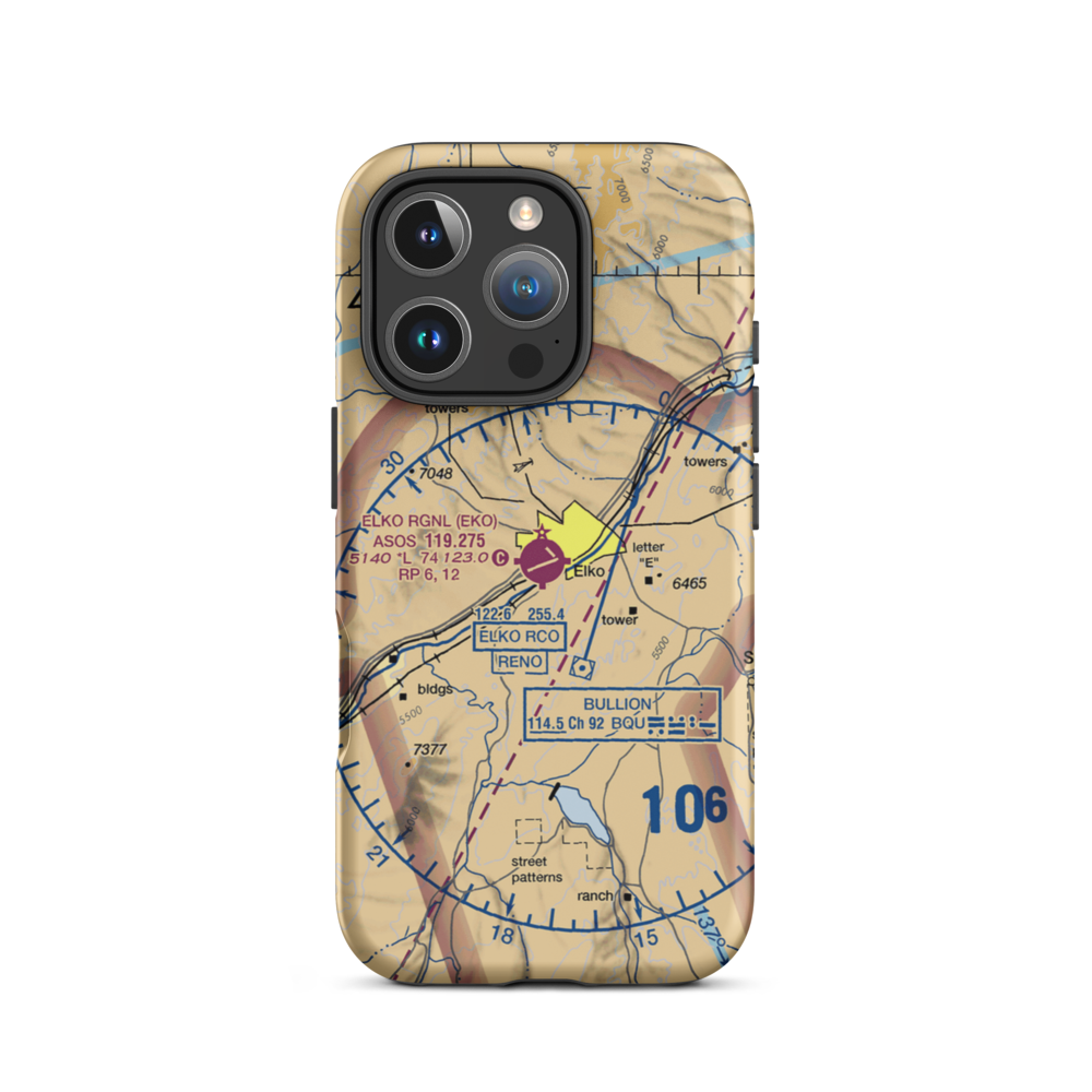 Elko Regional Airport (EKO) VFR Sectional  Tough iPhone Case iPhone 16 Pro model shown