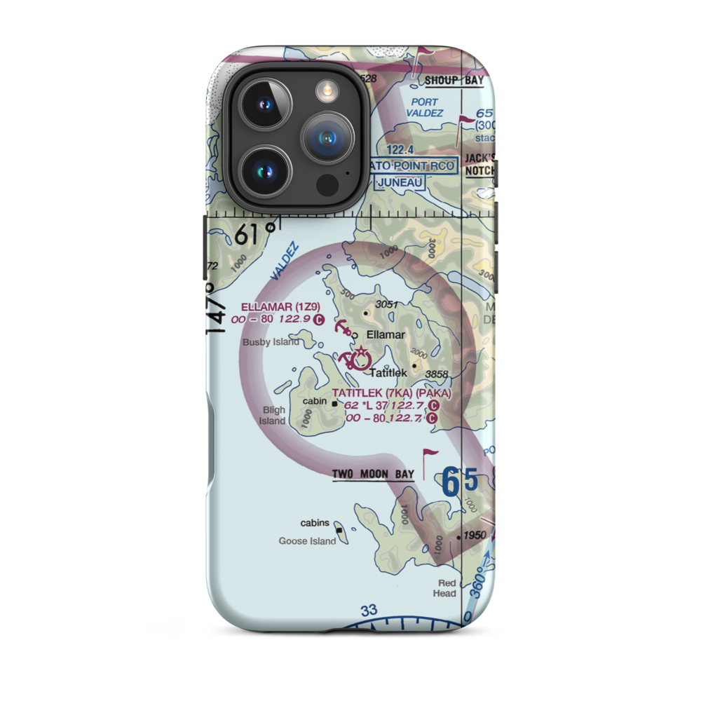Ellamar Seaplane Base (1Z9) VFR Sectional  Tough iPhone Case iPhone 16 Pro Max model shown