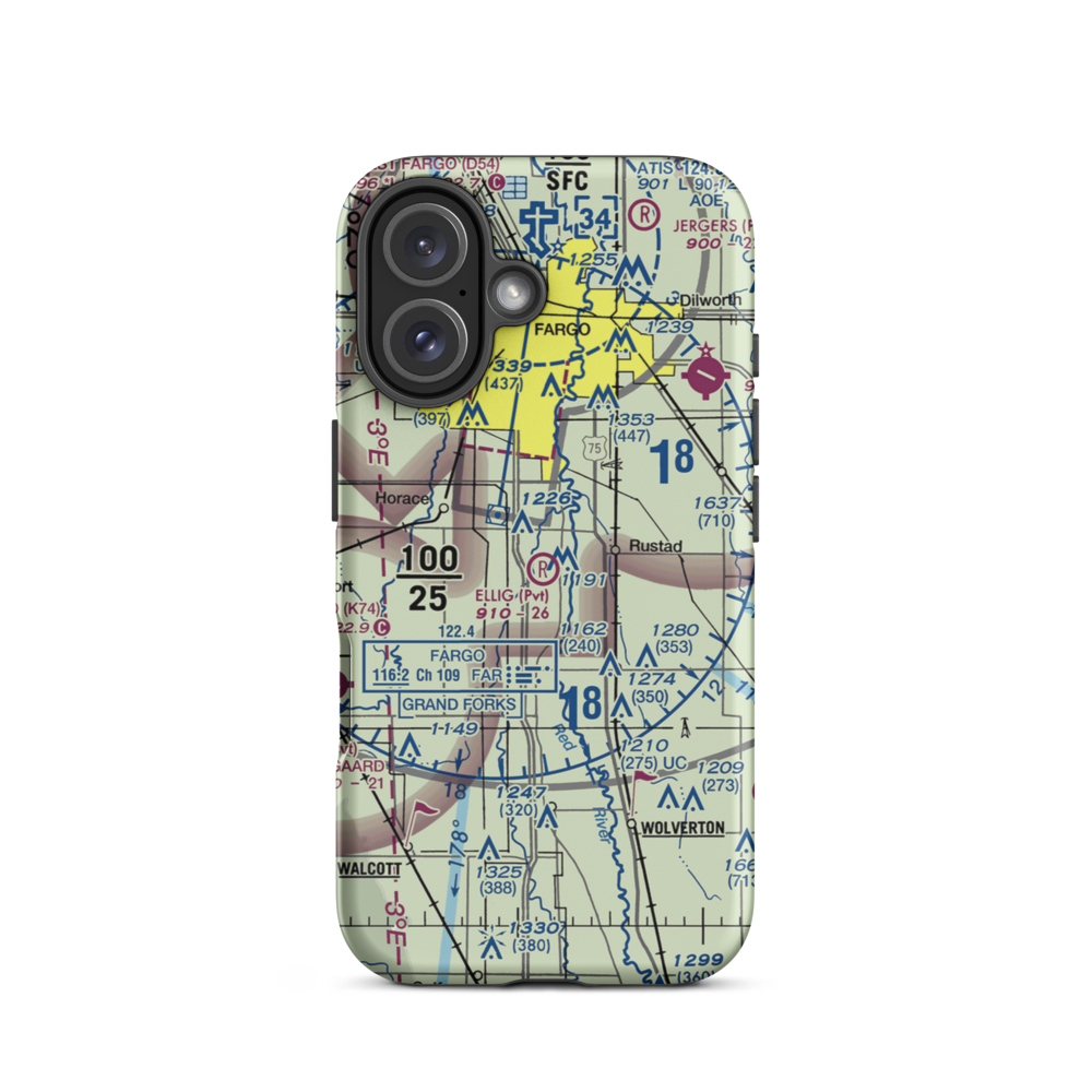Ellig Field (ND99) VFR Sectional  Tough iPhone Case iPhone 16 model shown
