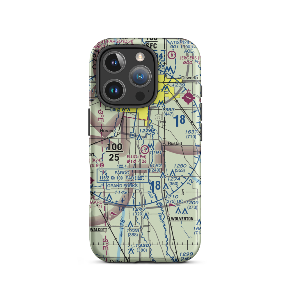 Ellig Field (ND99) VFR Sectional  Tough iPhone Case iPhone 16 Pro model shown