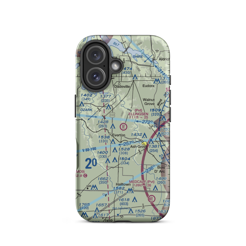 Ellingsen Field (MO34) VFR Sectional  Tough iPhone Case iPhone 16 model shown