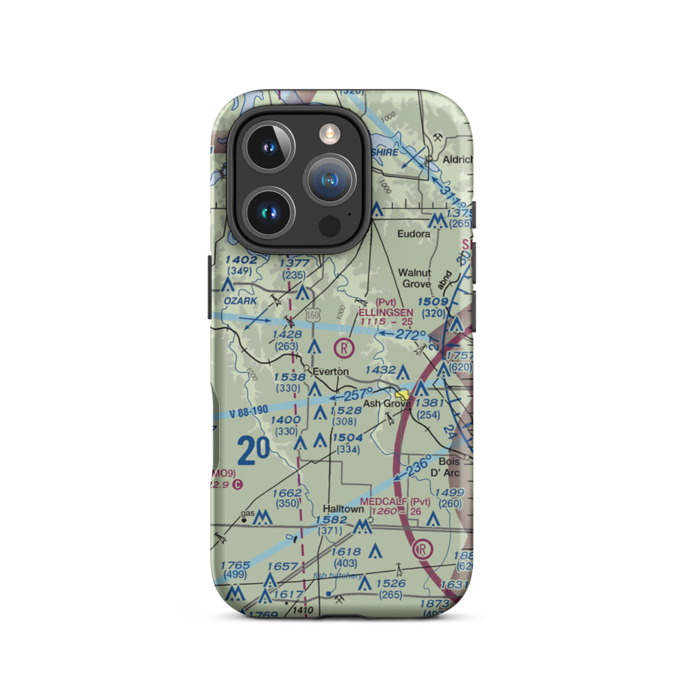 Ellingsen Field (MO34) VFR Sectional  Tough iPhone Case iPhone 16 Pro model shown