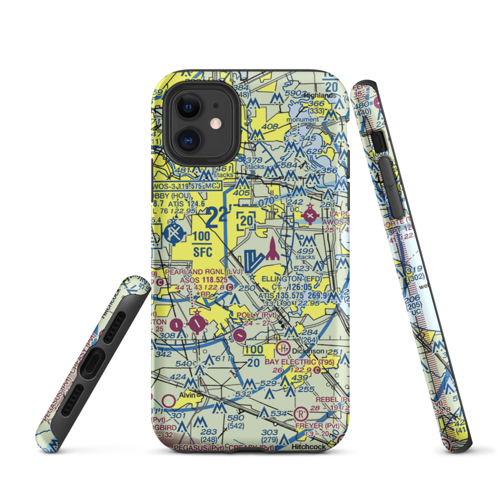 Ellington Airport (EFD) VFR Sectional  Tough iPhone Case iPhone 11 model shown