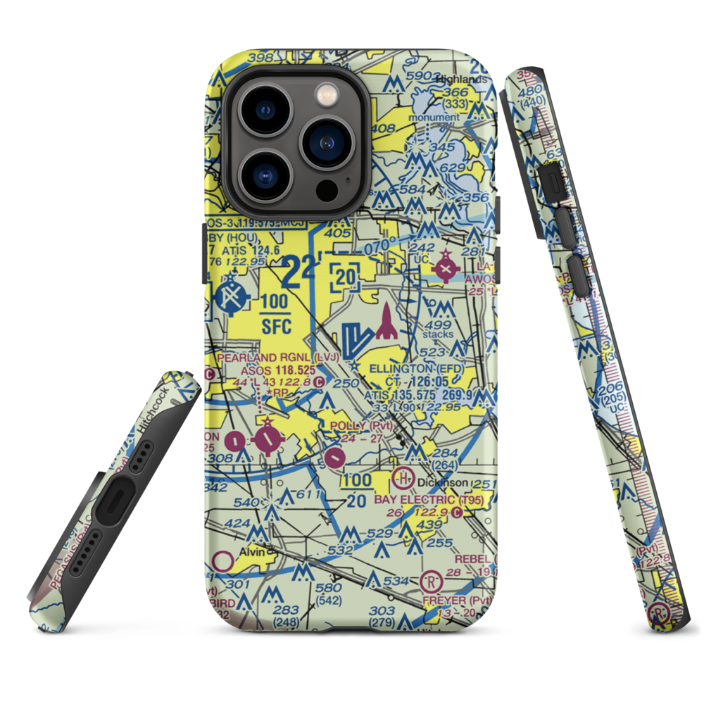 Ellington Airport (EFD) VFR Sectional  Tough iPhone Case iPhone 14 Pro Max model shown