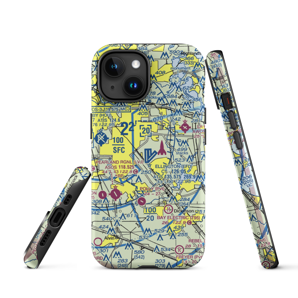 Ellington Airport (EFD) VFR Sectional  Tough iPhone Case iPhone 15 model shown