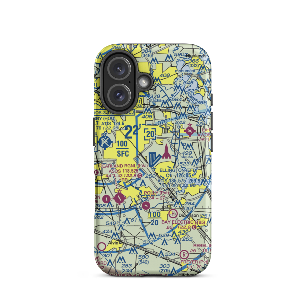 Ellington Airport (EFD) VFR Sectional  Tough iPhone Case iPhone 16 model shown