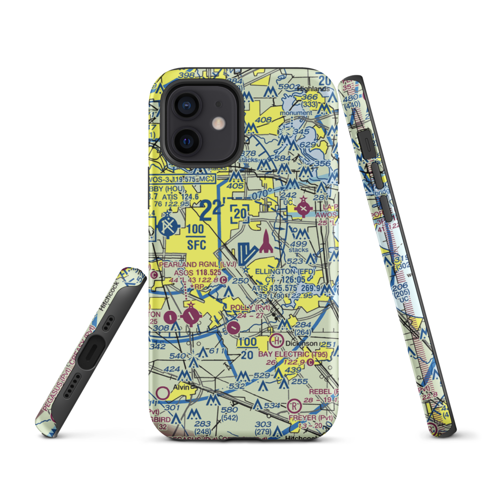 Ellington Airport (EFD) VFR Sectional  Tough iPhone Case iPhone 12 model shown