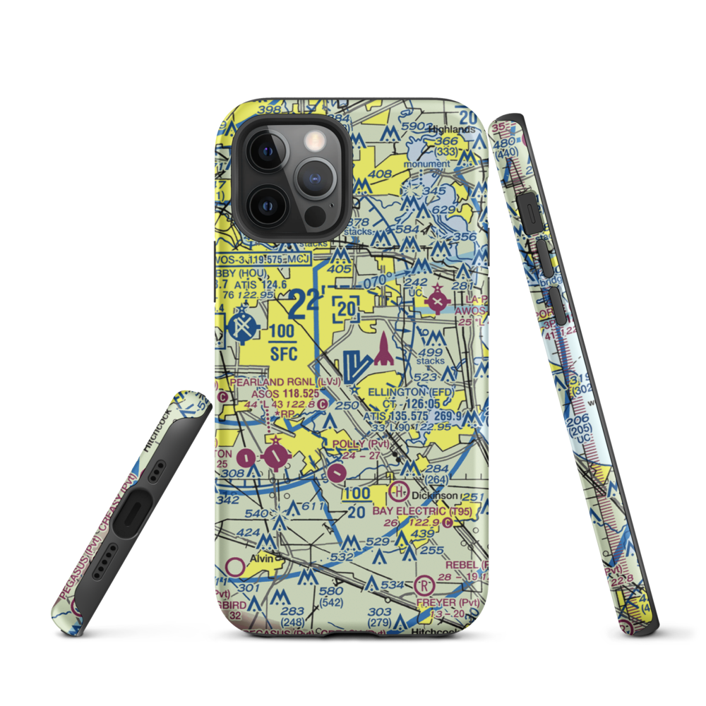 Ellington Airport (EFD) VFR Sectional  Tough iPhone Case iPhone 12 Pro model shown