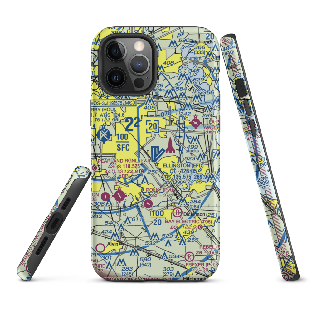 Ellington Airport (EFD) VFR Sectional  Tough iPhone Case iPhone 12 Pro Max model shown