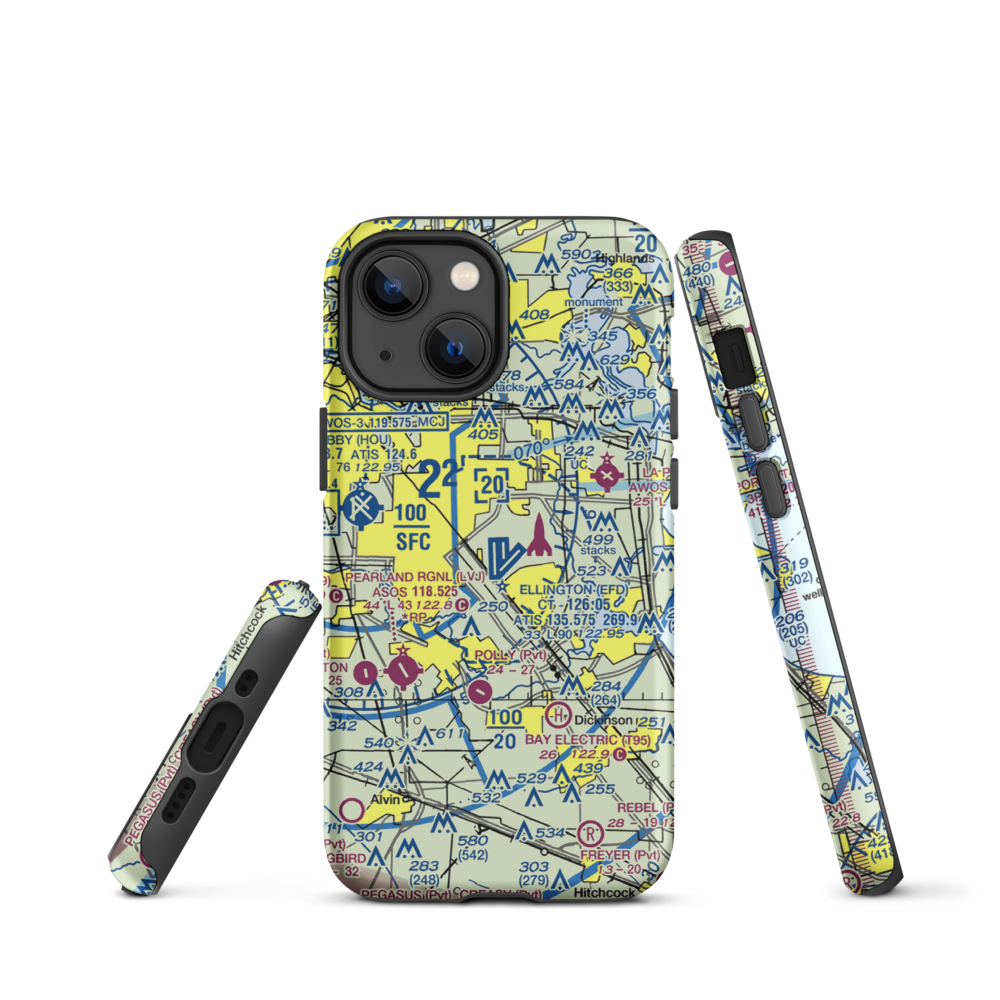Ellington Airport (EFD) VFR Sectional  Tough iPhone Case iPhone 13 mini model shown