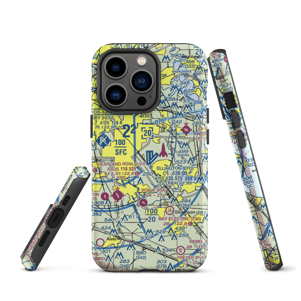 Ellington Airport (EFD) VFR Sectional  Tough iPhone Case iPhone 13 Pro model shown