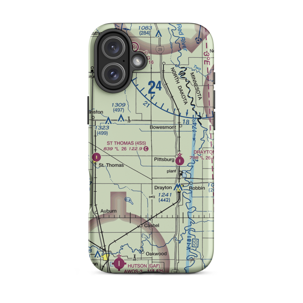 Elliott Farms Airport (9ND1) VFR Sectional  Tough iPhone Case iPhone 16 Plus model shown