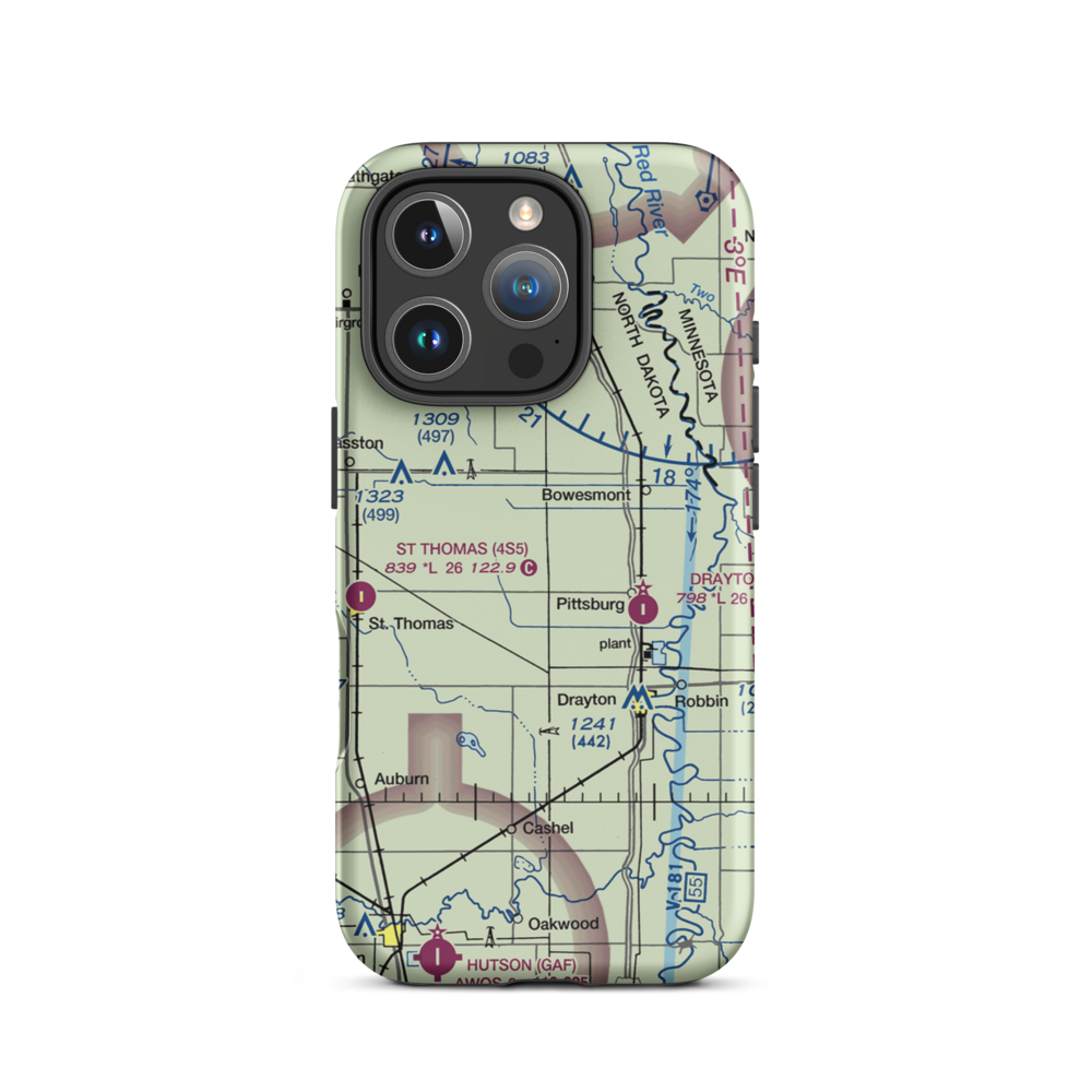 Elliott Farms Airport (9ND1) VFR Sectional  Tough iPhone Case iPhone 16 Pro model shown