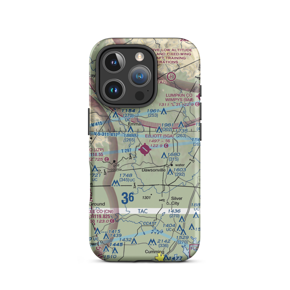Elliott Field (5GA) VFR Sectional  Tough iPhone Case iPhone 16 Pro model shown