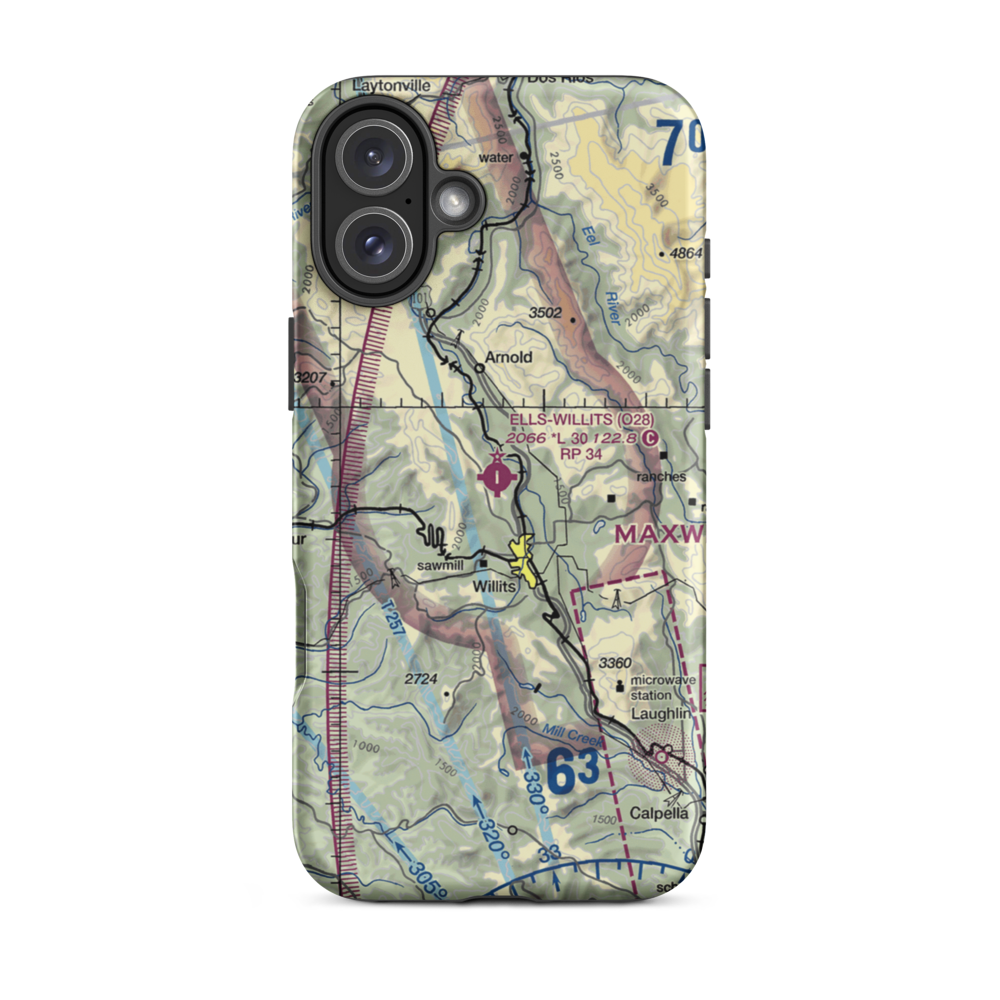 Ells Field Willits Municipal Airport (O28) VFR Sectional  Tough iPhone Case iPhone 16 Plus model shown