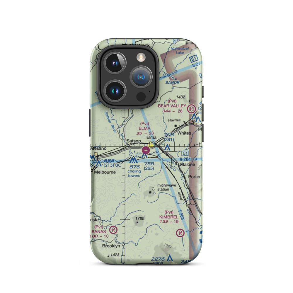 Elma Municipal Airport (4W8) VFR Sectional  Tough iPhone Case iPhone 16 Pro model shown