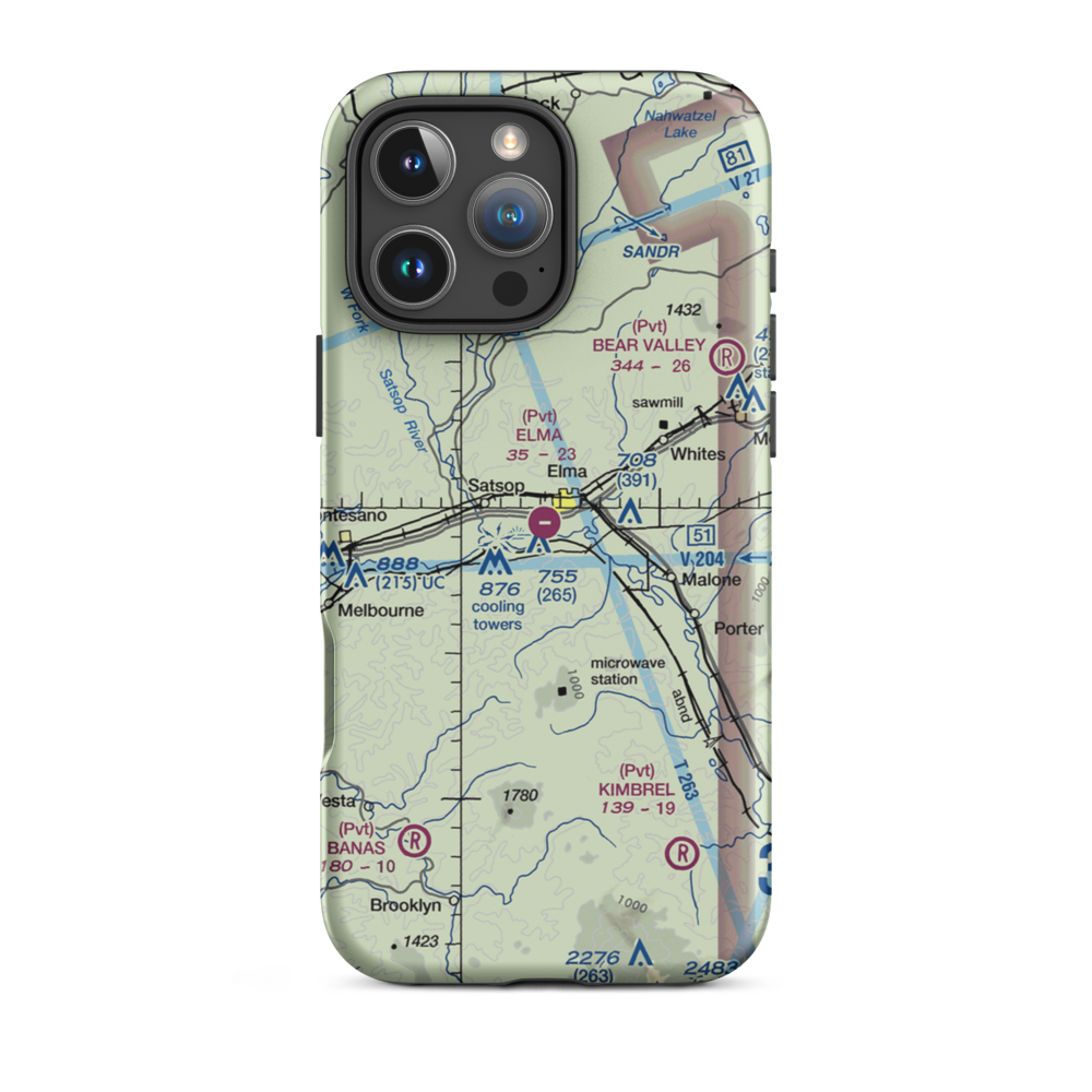 Elma Municipal Airport (4W8) VFR Sectional  Tough iPhone Case iPhone 16 Pro Max model shown
