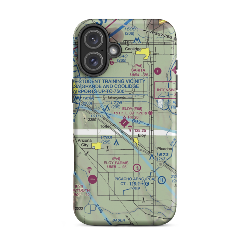 Eloy Municipal Airport (E60) VFR Sectional  Tough iPhone Case iPhone 16 Plus model shown