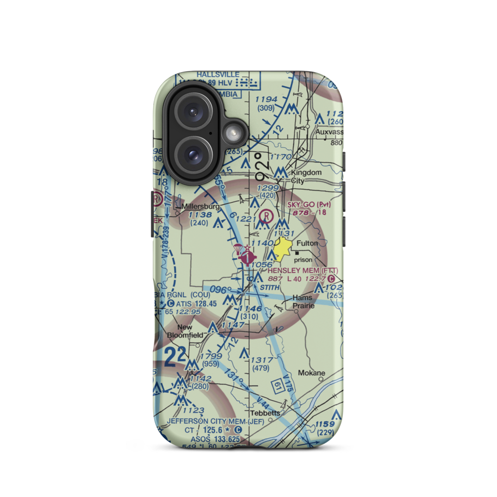 Elton Hensley Memorial Airport (FTT) VFR Sectional  Tough iPhone Case iPhone 16 model shown