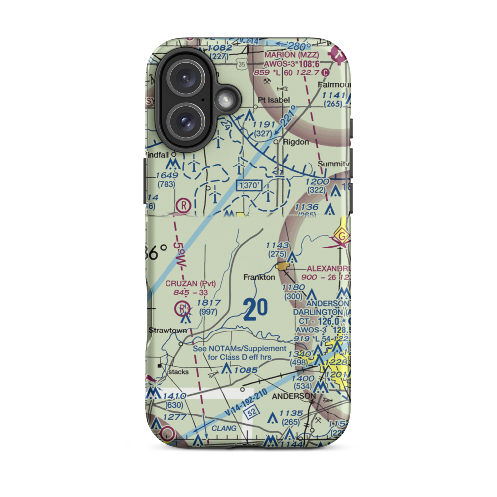 Elwood Airport (3I1) VFR Sectional  Tough iPhone Case iPhone 16 Plus model shown