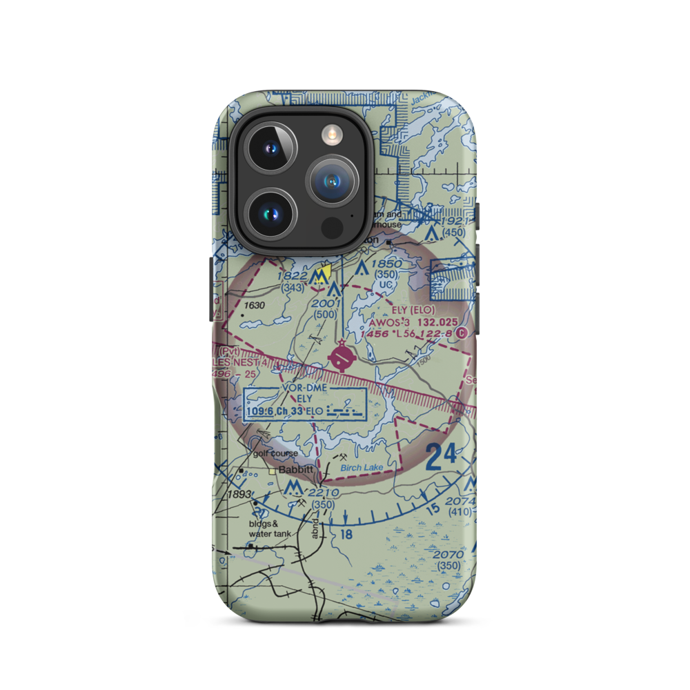 Ely Municipal Airport (ELO) VFR Sectional  Tough iPhone Case iPhone 16 Pro model shown