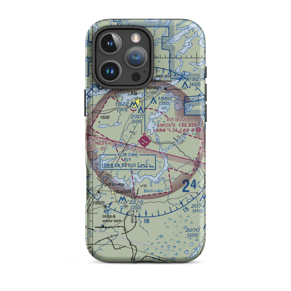 Ely Municipal Airport (ELO) VFR Sectional  Tough iPhone Case iPhone 16 Pro Max model shown