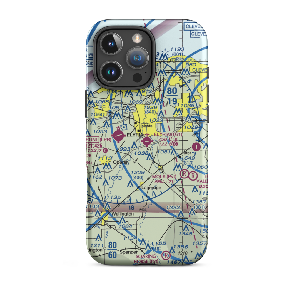 Elyria Airport (1G1) VFR Sectional  Tough iPhone Case iPhone 16 Pro Max model shown