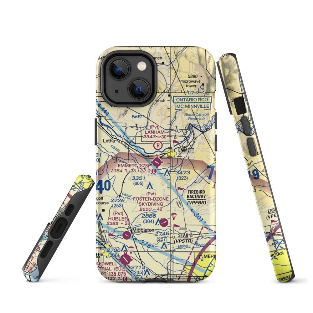 Emmett Municipal Airport (S78) VFR Sectional  Tough iPhone Case iPhone 14 model shown