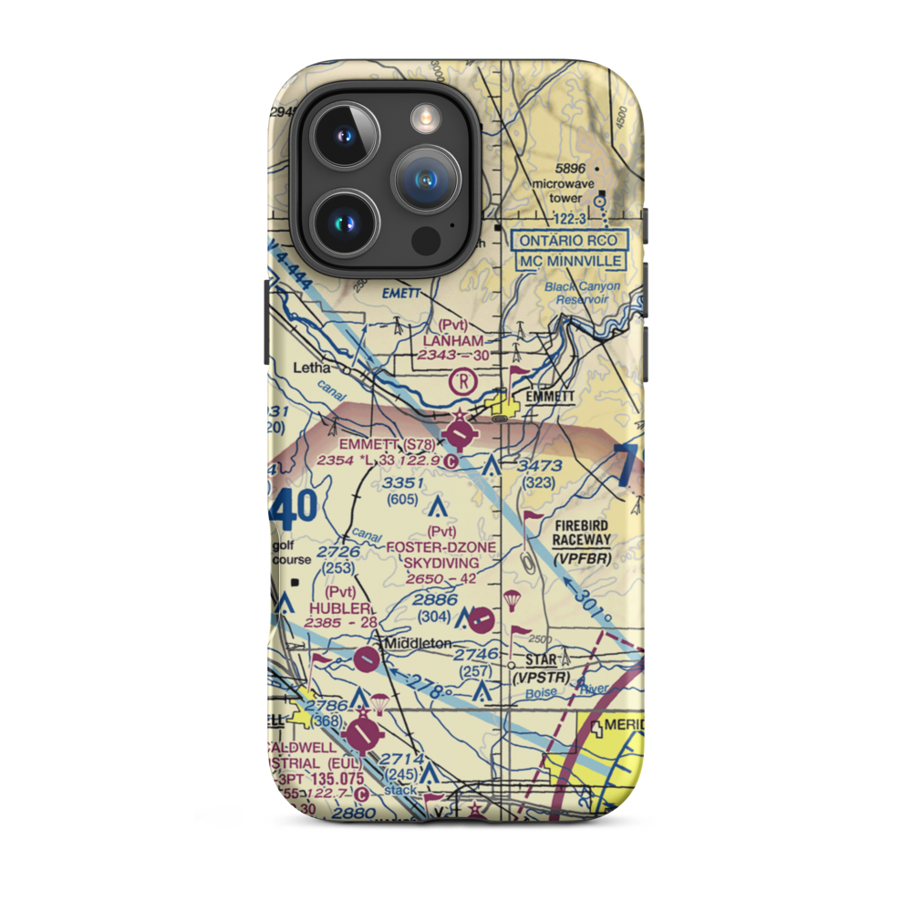 Emmett Municipal Airport (S78) VFR Sectional  Tough iPhone Case iPhone 16 Pro Max model shown