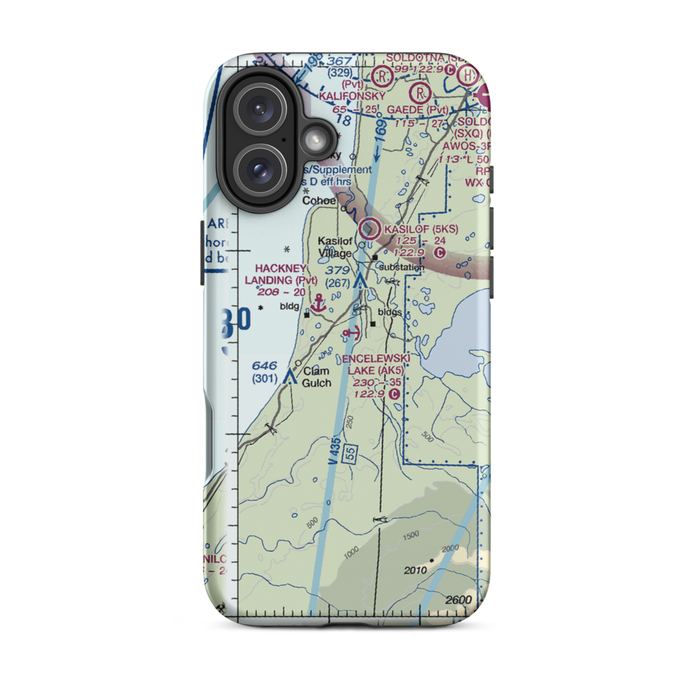 Encelewski Lake Seaplane Base (AK5) VFR Sectional  Tough iPhone Case iPhone 16 Plus model shown