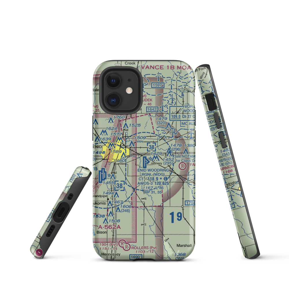 Enid Woodring Regional Airport (WDG) VFR Sectional  Tough iPhone Case iPhone 12 mini model shown